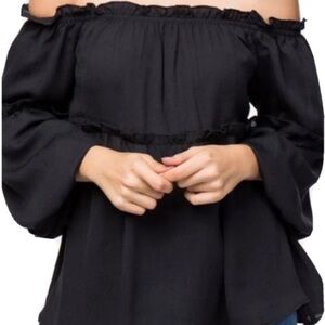 Timing Elegant Black Off-Shoulder Blouse